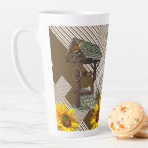 Sonnenblumenstreifen Latte Tasse Weißes Pferd