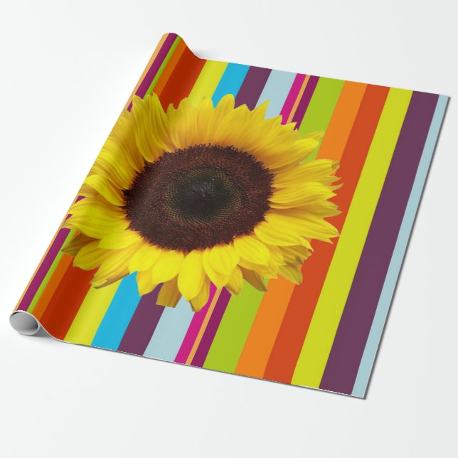 Sonnenblumenstreifen Matte Wrapping Paper Geschenkpapier (Ungerollt)