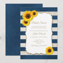 Sonnenblumenstreifen Rustikales blaues Brautparty