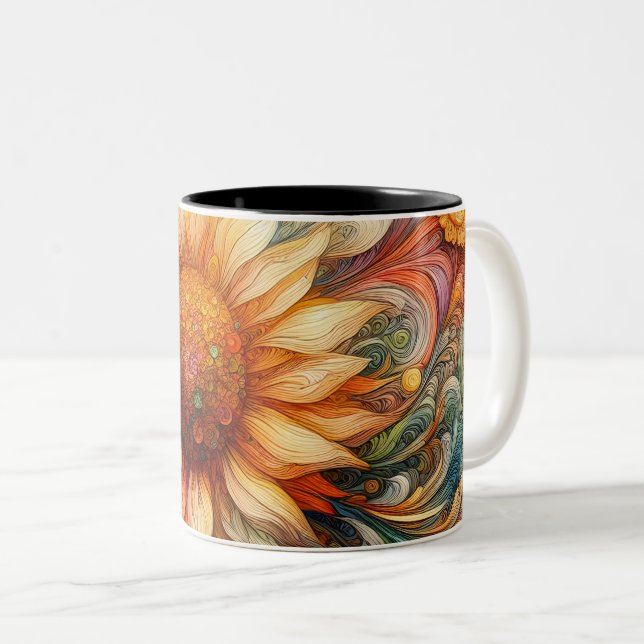 Sonnenblumenträume Zweifarbige Tasse (VorderseiteRechts)