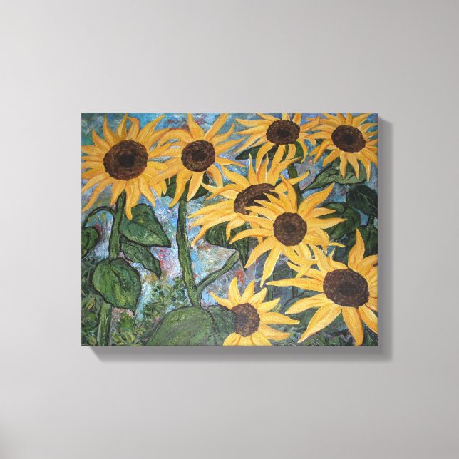 Sonnenblumenüberwurf Leinwanddruck (Vorderseite)
