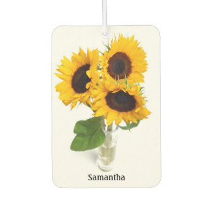Sonnenblumenvase oder Ihr Foto Individuelle Name Autolufterfrischer