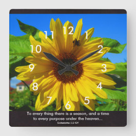 Sonnenblumenverse Quadratische Wanduhr
