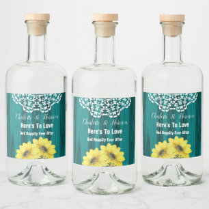 Sonnenblumenwald Spitzen Rustikaler Stall Alkoholflaschenetikett