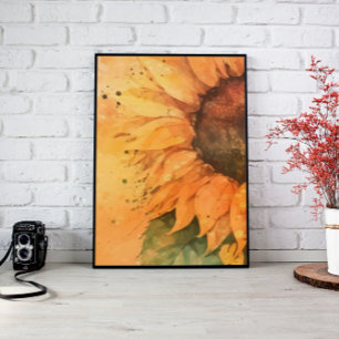 Sonnenblumenwall Art Deco, Aquarellfarben Leinwand