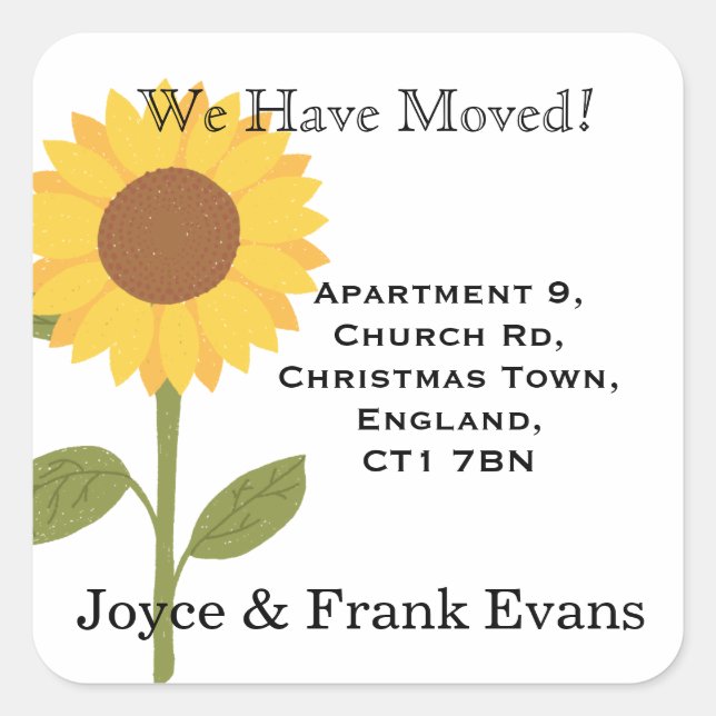 Sonnenblumenwechsel bei Adressenaufklebern Quadratischer Aufkleber (Vorderseite)