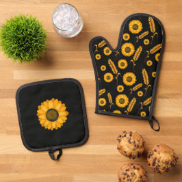 Sonnenblumenweize Ofenhandschuh & Topflappen-Set