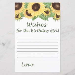 Sonnenblumenwünsche für das Geburtstagsmädchen