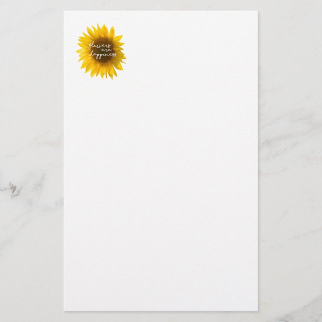 Sonnenblumenziffer "Blume sind glücklich" Briefpapier (Vorderseite)