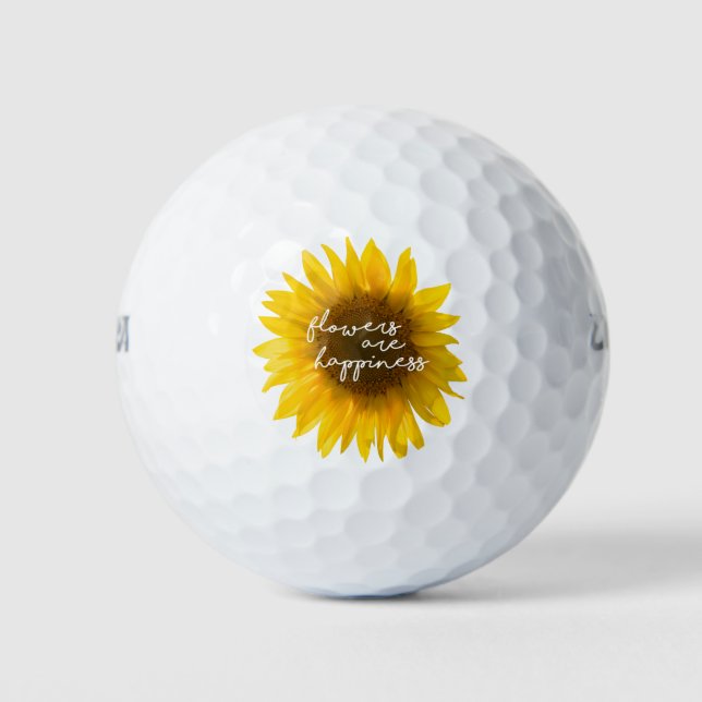 Sonnenblumenziffer "Blume sind glücklich" Golfball (Vorderseite)