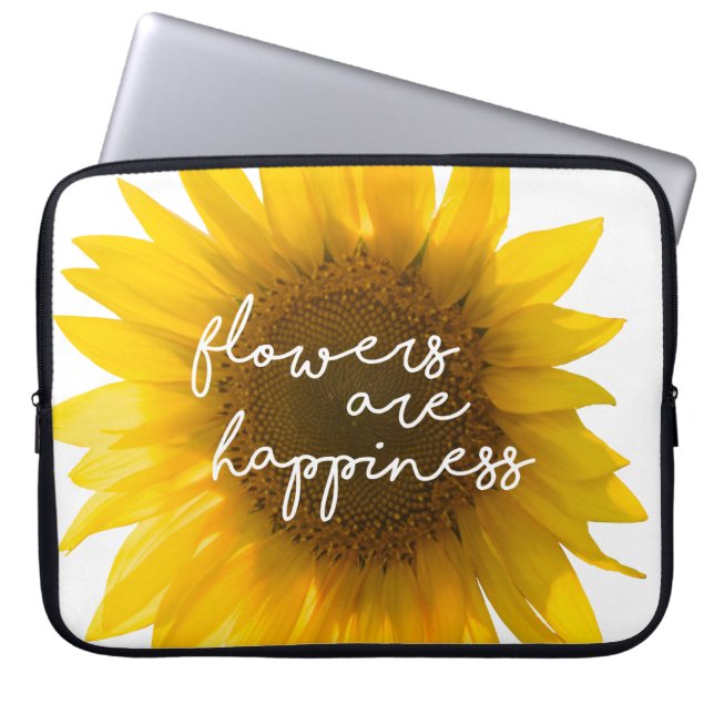 Sonnenblumenziffer "Blume sind glücklich" Laptopschutzhülle (Vorderseite)