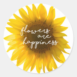 Sonnenblumenziffer "Blume sind glücklich" Runder Aufkleber