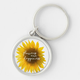 Sonnenblumenziffer "Blume sind glücklich" Schlüsselanhänger