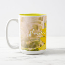Sonnenblumenziffer "Blume sind glücklich" Zweifarbige Tasse