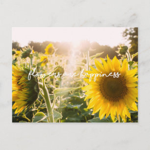Sonnenblumezitat "Blumen sind Glück " Postkarte