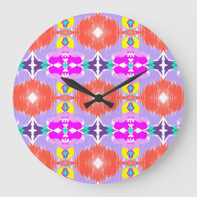 Sonnenblüten-Kaleidoskop Große Wanduhr (Vorderseite)