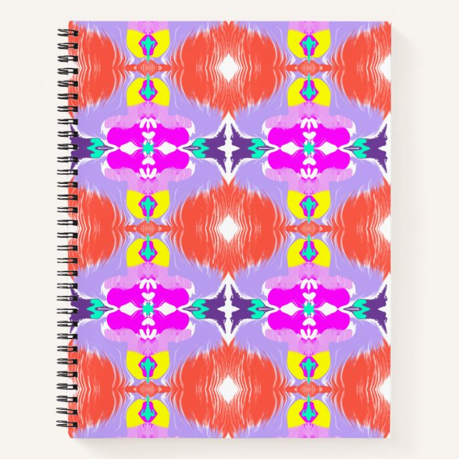 Sonnenblüten-Kaleidoskop-Wurfkissen Notizbuch (Vorderseite)
