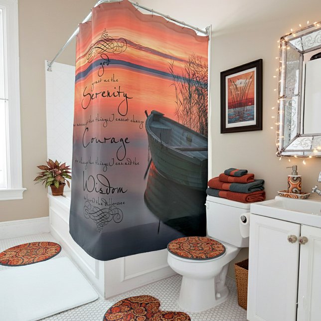 Sonnenboot mit ruhigem Gebet Duschvorhang (Von Creator hochgeladen)