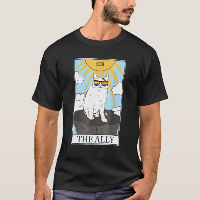 Sonnenbrille Ally Cat Tarot Karte T-Shirt (Vorderseite)