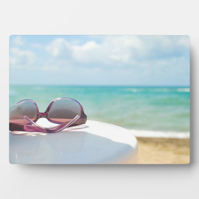 Sonnenbrille am Strand Fotoplatte (Vorderseite)