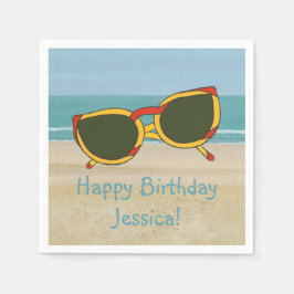 Sonnenbrille am Strand Name Birthday Napkins Serviette