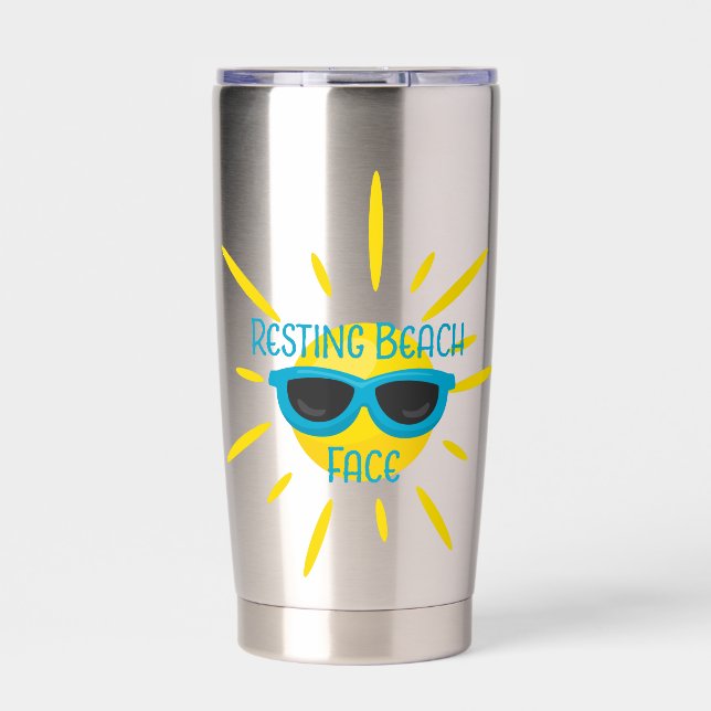 Sonnenbrille am Strand Personalisiert Thermobecher (Vorderseite)