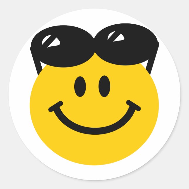 Sonnenbrille auf der Kopffläche Runder Aufkleber (Vorderseite)