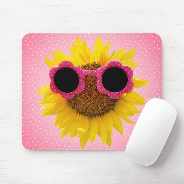 Sonnenbrille auf der Sonnenblumenmousepad Mousepad (Mit Mouse)