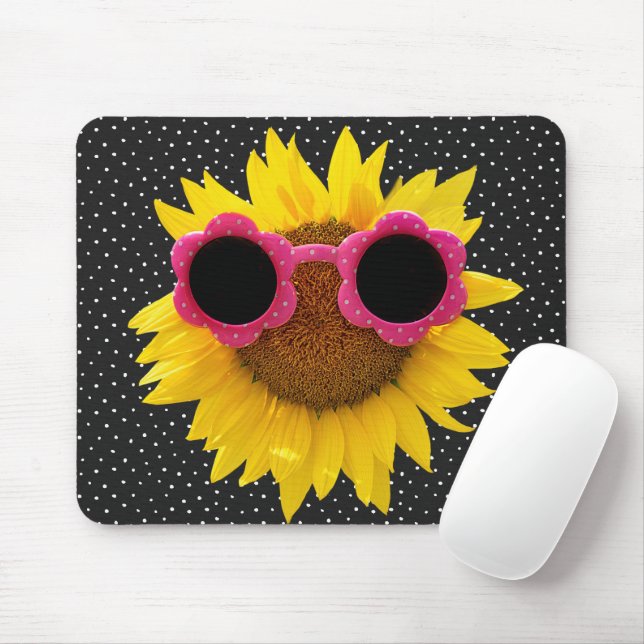 Sonnenbrille auf der Sonnenblumenmousepad Mousepad (Mit Mouse)