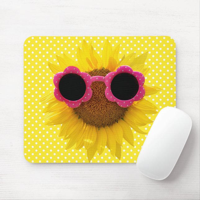Sonnenbrille auf der Sonnenblumenmousepad Mousepad (Mit Mouse)