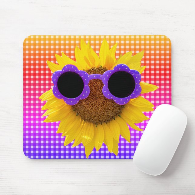 Sonnenbrille auf der Sonnenblumenmousepad Mousepad (Mit Mouse)