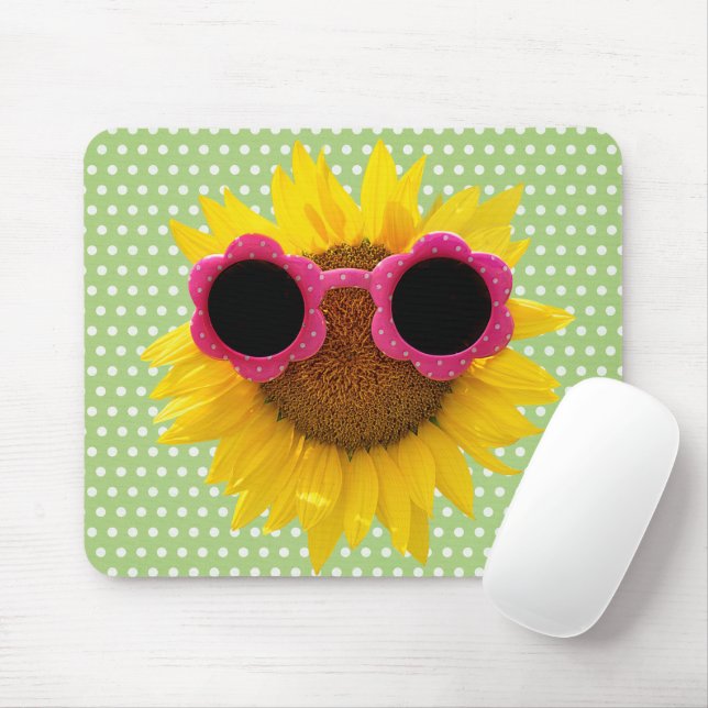 Sonnenbrille auf der Sonnenblumenmousepad Mousepad (Mit Mouse)