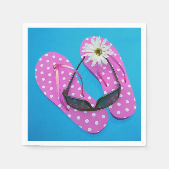 Sonnenbrille auf Polka-Dot-Flip-Flops Serviette (Vorderseite)