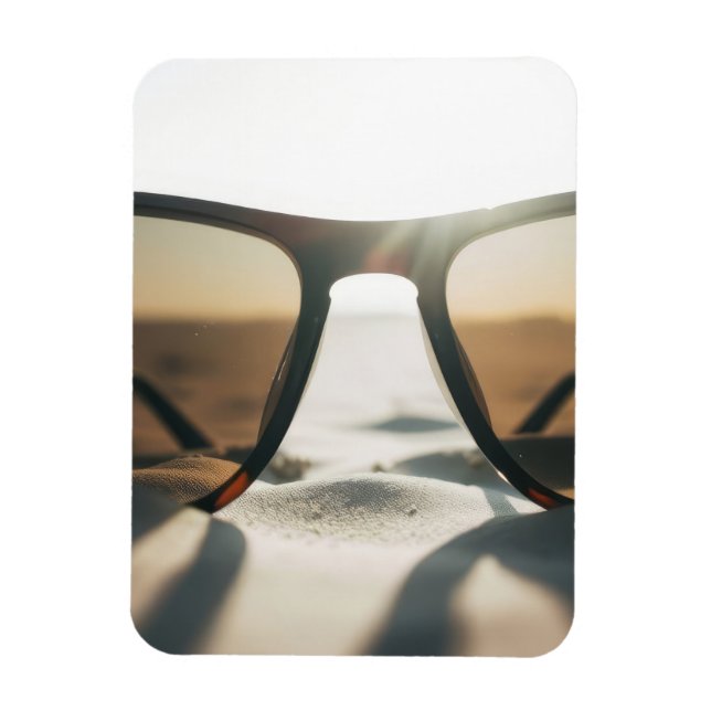 Sonnenbrille auf Sand Magnet (Vertikal)