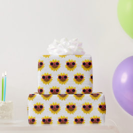 Sonnenbrille auf Sonnenblumen Geschenkpapier