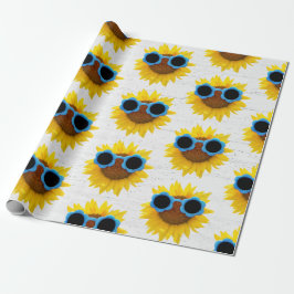 Sonnenbrille auf Sonnenblumenpapier Geschenkpapier