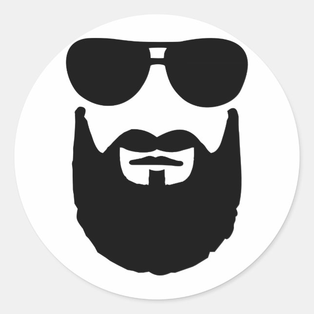 Sonnenbrille aus Vollbart Runder Aufkleber (Vorderseite)