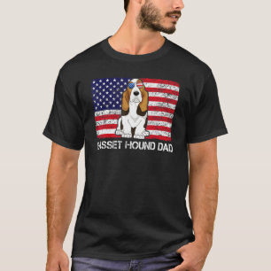 Sonnenbrille Basset Hound Vater Flag American USA T-Shirt