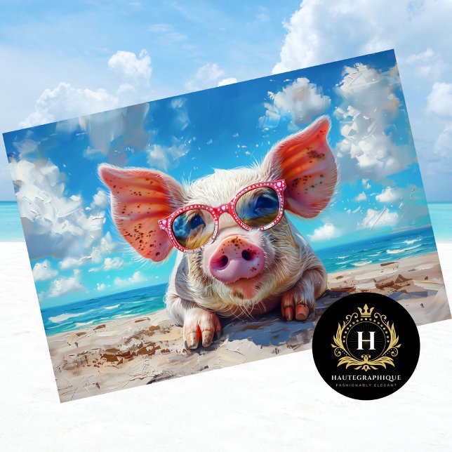 Sonnenbrille Beach Pig Schwimmen Decoupage Seidenpapier (Von Creator hochgeladen)