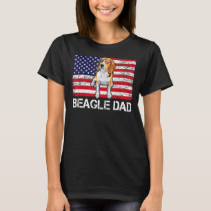 Sonnenbrille Beagle Vater Flag American Usa Hund T-Shirt