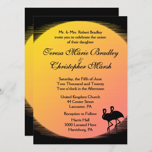 Sonnenbrille beim Hochfahren von Abenden Einladung (Vorne/Hinten)