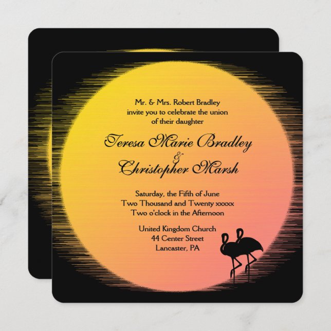 Sonnenbrille beim Hochfahren von Abenden Einladung (Vorne/Hinten)