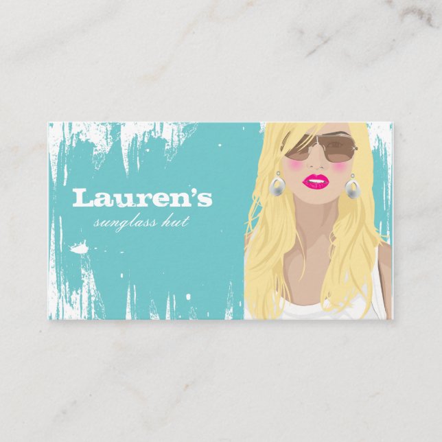 Sonnenbrille Business Card Mode Blonde Blue Visitenkarte (Vorderseite)