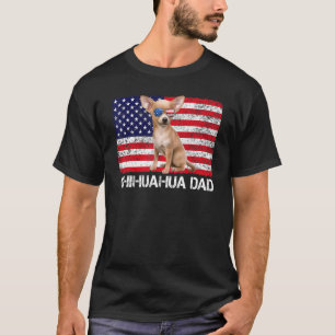Sonnenbrille Chihuahua Vater Flag American Usa Dog T-Shirt