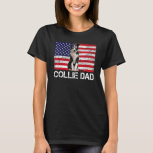 Sonnenbrille Collie Vater Flag American Usa Dog T-Shirt