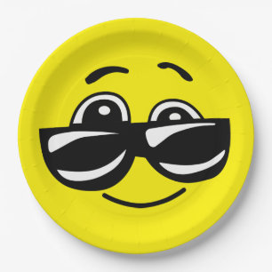 Sonnenbrille Cooles Gesicht Funny Emoticon Party Pappteller