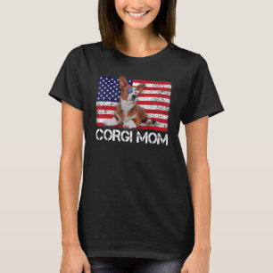 Sonnenbrille Corgi Mama Flag American Usa Dog T-Shirt