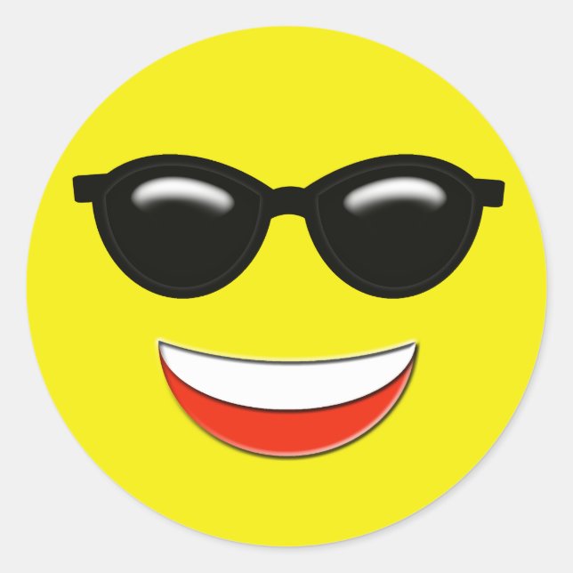 Sonnenbrille Emoji Runder Aufkleber (Vorderseite)