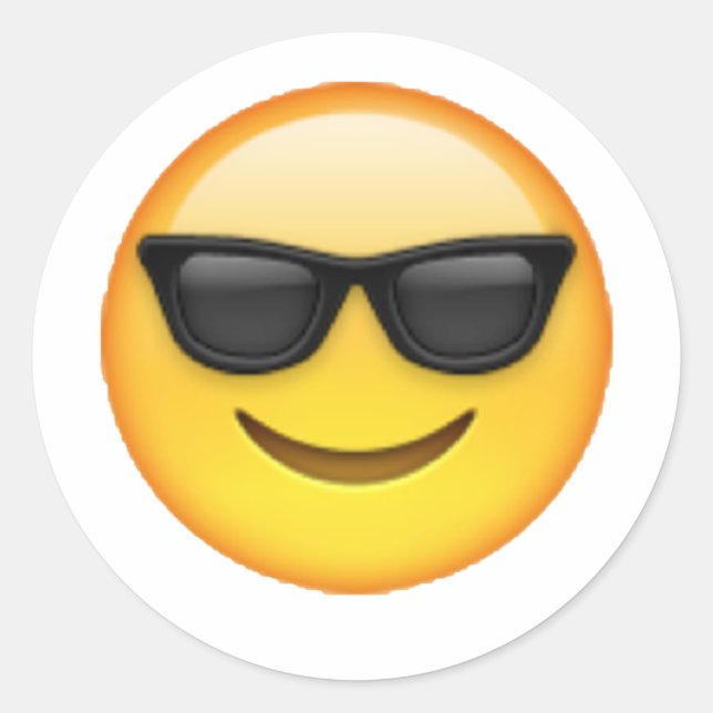 Sonnenbrille - Emoji Runder Aufkleber (Vorderseite)