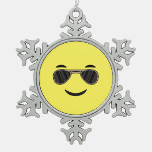 Sonnenbrille Emoji Schneeflocken Zinn-Ornament